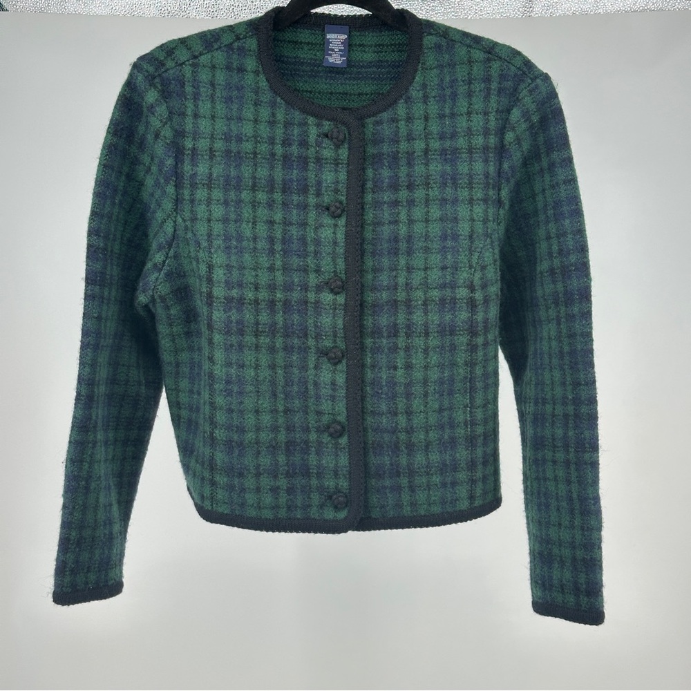 Women’s 10‎ Green Blue Land’s End Plaid Cardigan Blazer